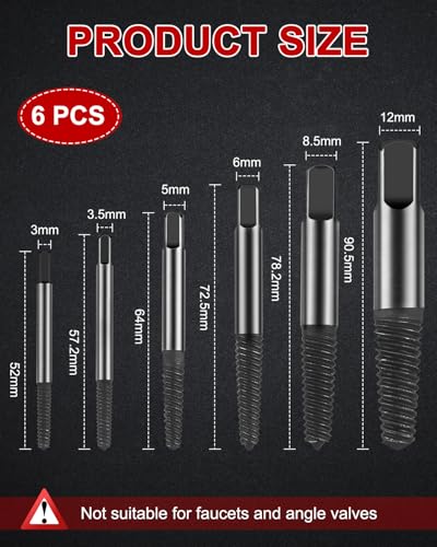 Screw Extractor, [Upgraded Version][6 Pieces] Diyife Screw Extractor Set, [Gifts for Men] Screw Stripped Screw Remover, Easy Out Damaged Screw Bolt Extractor Kit for Broken, Stuck Screws