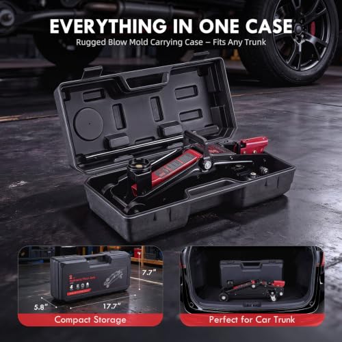 2 Ton Hydraulic Floor Jack: Portable Car Jack for Roadside Emergency, Low Profile 5.1" to 13" Lift, Heavy Duty Steel Trolley Jack for Cars Sedans & Small SUVs, Tire Change Jack, 4000 lb Capacity - size: 2 Ton