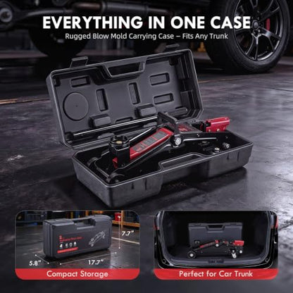 2 Ton Hydraulic Floor Jack: Portable Car Jack for Roadside Emergency, Low Profile 5.1" to 13" Lift, Heavy Duty Steel Trolley Jack for Cars Sedans & Small SUVs, Tire Change Jack, 4000 lb Capacity - size: 2 Ton