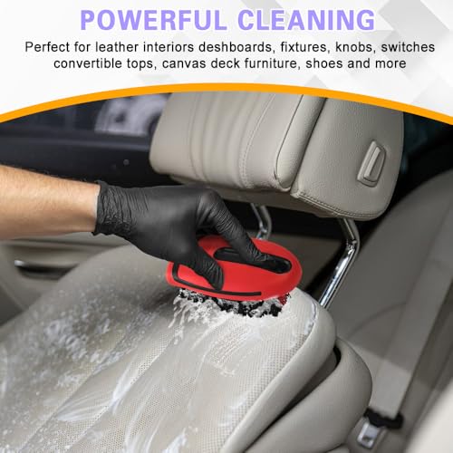 Carpet and Upholstery Cleaning Brush, Household Hard Bristle Brush, Car Plastic Gap Cleaning Brush, Universal Auto Detailing Brush for Car Interior Seat, Clothes and Sofa Cleaning - color: Red