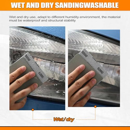 POLIWELL Auto Performance Sandpaper 3 Pack, 3.6 in x 9 in 5000 Grit Clear Coat Polish Sandpaper, Fine Grade Abrasive Sanding Sheet for Wet Polishing Car Detail Scratches, Refined Finishes - style: 5000Girt