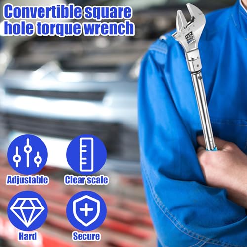 Open End Torque Wrench, 5 to 60 Nm Adjustable Open End Torque Wrench Set with Changeable Head and Click Safe Torque Wrench Tool, Professional Torque Wrench Spanner for Refrigeration System