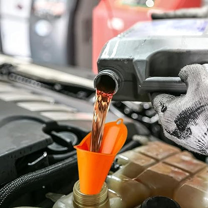 UCS 1123 QuickFill Spill Saver Funnel – Multi-Purpose Long Mouth Fueling Funnel, Wide Opening, Spill-Free Fluid Transfer for Gas, Oil, Coolant & Windshield Washer Fluid – Orange