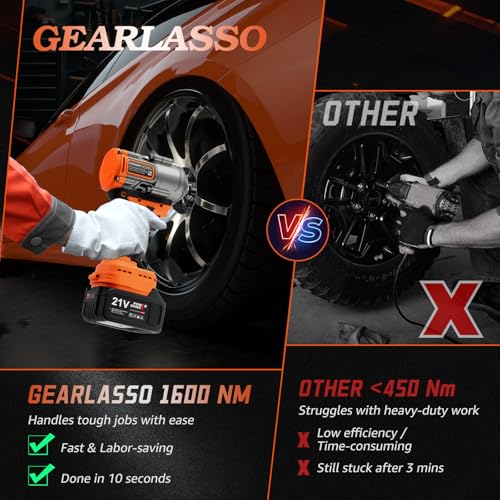 1600Nm(1200Ft-lbs) High Torque Cordless Impact Wrenches 1/2" Brushless Impact Gun Wrench with 2 x 4.0Ah 21V Batteries, 6 Sockets, Extension Bar, Variable Speeds for Home/Car/Truck/RV/Mower - size: 1600N.m