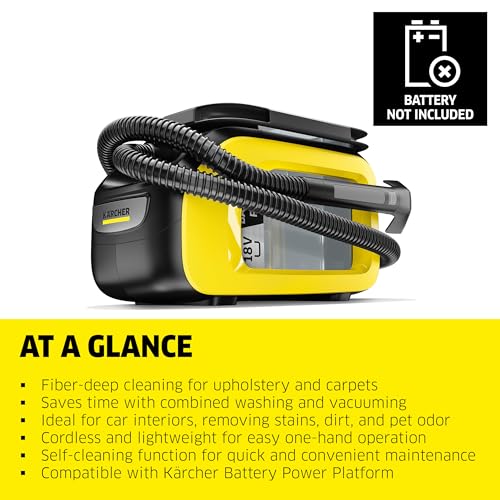 Kärcher Cordless Carpet and Upholstery Cleaner, Self-Cleaning Function, Spot Cleaner for Carpets, Cars and Furniture, SE 3-18 Compact - Tool Only - style: SE 3-18 (Consumer)
