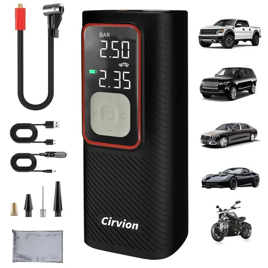 Tire Inflator Portable Air Compressor, 3X Faster 25000mAh 160 PSI Air Pump for Car Tires- Cordless, with Pressure Gauge, LED Light & Digital Display, for Car, Truck, Motor, E-Bike and Bicycle Pro - style: Pro
