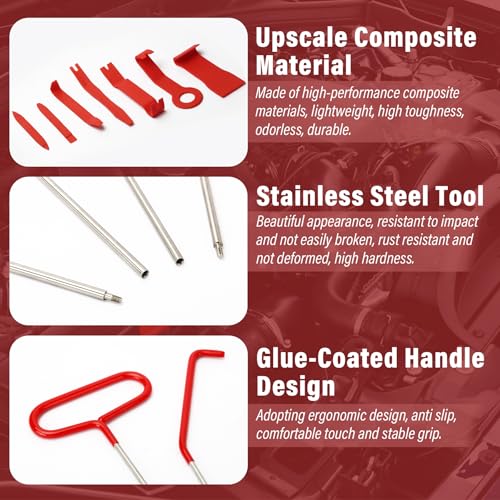Wind Shear Portable Car Tool Kit, Multifunctional Stainless Steel Car Tools with J-Hook,17 PCS with Carrying Bag