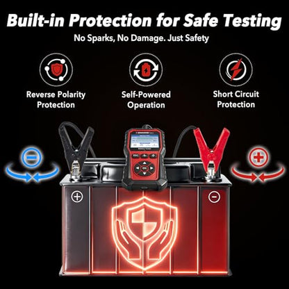 Car Battery Tester 2.8" TFT, 6V 12V 24V 10-2000CCA Battery Load Tester, QR Cloud Report (No App), Automotive Alternator Tester Charging Cranking System Analyzer for Car Truck Motorcycle Boat, Black