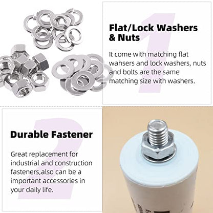 Swpeet 30Pcs Metric 304 Stainless Steel M14 Hex Nuts and M14 Flat Washers with Split Lock Washers Assortment Kit, Coarse Thread Hexagon Nut for Home Automotive Shop Use - size: M14 Hex Nuts & Washers