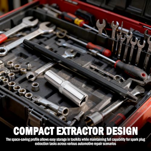 Dual-End Broken Spark Plug Removal Tool,Reverse Thread Broken Spark Plug Extractor Tool Set,Universal Sparks Plugs Socket as Car Gadgets for Automotive Engines Repair
