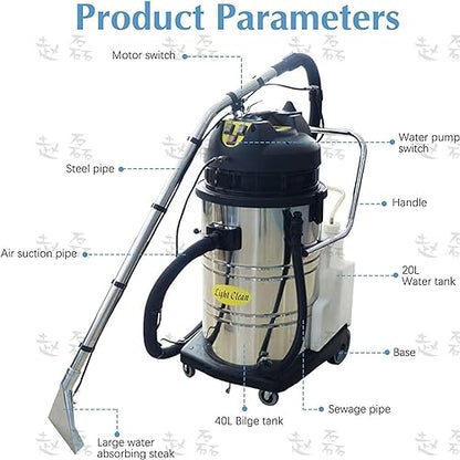 Commercial Carpet Cleaner 40L Multi-Purpose Carpet Extractor Upholstery 3 in 1 Portable Carpet Cleaner Wet Dry Vacuum Cleaner Floor Cleaning Machine - size: 40L Carpet Cleaner