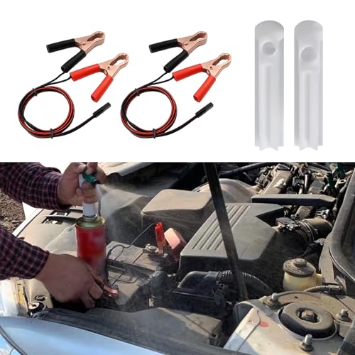 4PCS Fuel Injector Cleaner Kit, Fuel Injection System Cleaner, Fuel Injector Flush Cleaner Adapter DIY Cleaning Tool Kit with Test Lead, Car Injector Nozzle Cleaner for Any 12-24V Cars