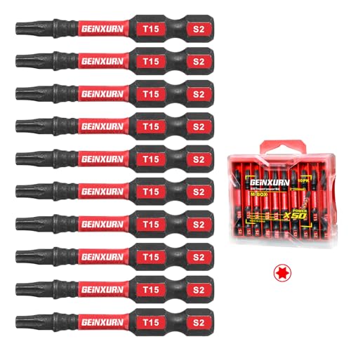 Geinxurn 10Pieces 2 In. T15 Impact Tough Magnetic Screwdriver Bit Set, #15 Torx Head Power Bits, S2 Alloy Steel Star Bits with Storage M-Box - color: 10 Pcs, size: T15 - 2 in