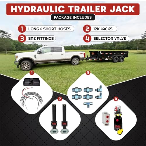 Hydraulic Trailer Jack (24,000 lb) Power Jack 12K x 2 Double Acting, Lift Trailer Jack Stand & Hydraulic Power Unit (24k Jack Kit Bolt On) PFJ-2-MB-K - style: 24k Jack "Bolt On"