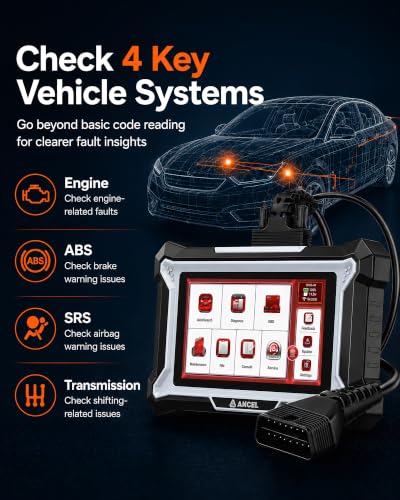 ANCEL DS100 OBD2 Scanner Diagnostic Tool, 4 System Car Code Reader for Engine ABS SRS Transmission, 7 Reset Functions, 5” Touchscreen, AutoVIN, Live Data, I/M Readiness for DIY Car Owners - style: DS100