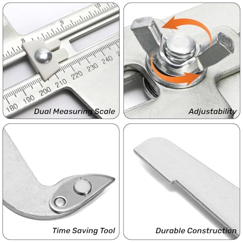 Tlence Steel Brake Resetting Gauge, Drum Brake Measuring Tool, Heavy Duty Dual Scale Caliper for Adjusting Brake Shoes, Lining and Rotors, Automotive Brake Tool