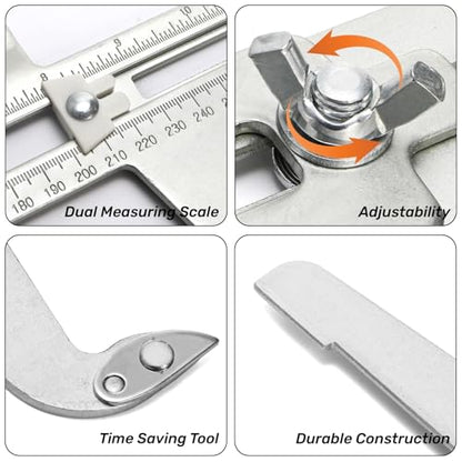 Tlence Steel Brake Resetting Gauge, Drum Brake Measuring Tool, Heavy Duty Dual Scale Caliper for Adjusting Brake Shoes, Lining and Rotors, Automotive Brake Tool