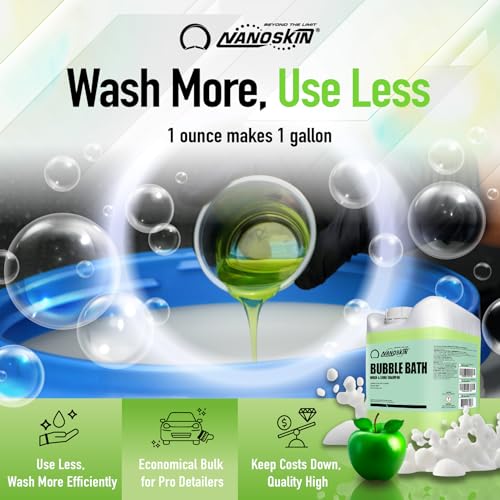 Nanoskin BUBBLE BATH Foaming Car Wash Shampoo 55 Gallons - Works with Foam Cannon, Foam Gun, Bucket Washes, Car Soap for Pressure Washer | For Car, Truck, Motorcycle, RV & More | Green Apple Scented - size: 7040 Fl Oz (Pack of 1)
