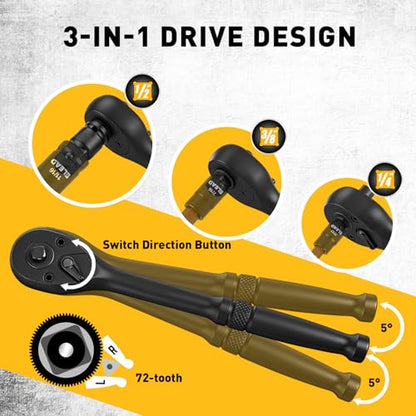 35-Piece Master Hex Bit Socket Set, 1/4", 3/8", 1/2" Drive Allen Socket Set H2-H19, 5/16"-3/4", Premium CR-V & S2 Alloy Steel, Ratchet Wrench, Sockets Adapter, High Torque for Automotive Mechanic - style: 35pcs Hex Bit Socket Set