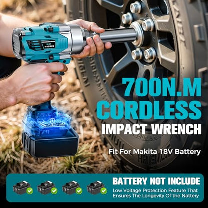 Cerycose Cordless Impact Wrench Compatible with Makita 18VBattery, 3/8" 600Ft-lbs (700N·m), Brushless Electric Impact Driver, 2400 RPM, LED Light – Compact, Light-Duty, Bare Tool