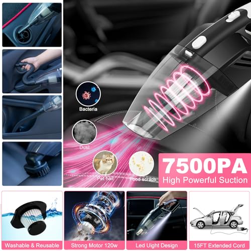 39Pcs Car Cleaning Wash Kit Interior Detailing Cleaner Kit with High Power Handheld Vacuum, Brush Set, Windshield Tool, Duster, Towels, Tire Brush, Complete Car Care Tools, Pink - color: Pink, size: 39Pcs