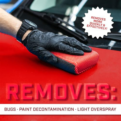 The Rag Company - Ultra Clay Scrubber -Fast and Effective Removal of Paint Contaminants, Light Overspray, and More; Dual Sided Design for Scrubbing and Clay Work; Deep Clean Glass Red & Black (2-Pack) - color: Red