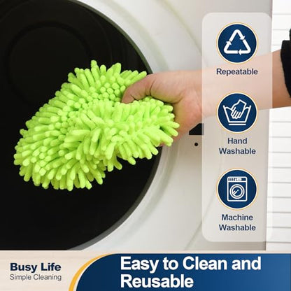 Yocada Car Wash Brush Kit Chenille Microfiber Car Wash Mop Mitt 60" | Long Handle Scratch-Free for Car Cleaning Brush Care Truck RV SUV Boat Windshield Window with 1 Replacement Head