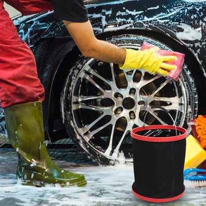 SOLUSTRE Foldable Collapsible Cleaning Bucket Handle for Car Washing Fishing and Camping Heavy-Duty Portable Water Container for Outdoor Use