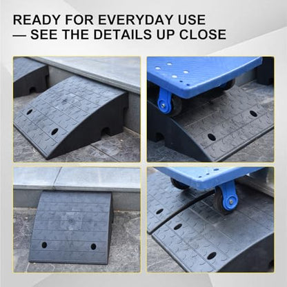 Vlinow Rubber Curb Ramp, 4/5/6/7" Rise Height 2 Pack, Heavy-Duty 33069 lbs Capacity Threshold Ramps, Auto Curb Ramps, Vehicle Ramps, Driveway Curb Ramps for Cars, Wheelchairs, Bikes, Motorcycles - size: 7 inch (2 Pack)