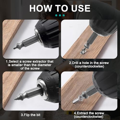 Damaged Screw Extractor Set & Stripped Screw Extractor Kit | 6Pcs HSS Easy Out Set for Stripped/Broken/Rusty Screws & Bolts, Compact Storage Case, Ideal DIY Gift for Men - size: 6 Piece