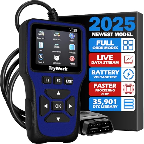 OBD2 Scanner Diagnostic Tool, Check Engine Code Reader with 35901 DTC Lookup, Mode 6 & 8, I/M Readiness for All OBDII Cars Since 1996 (Blue) - color: Blue