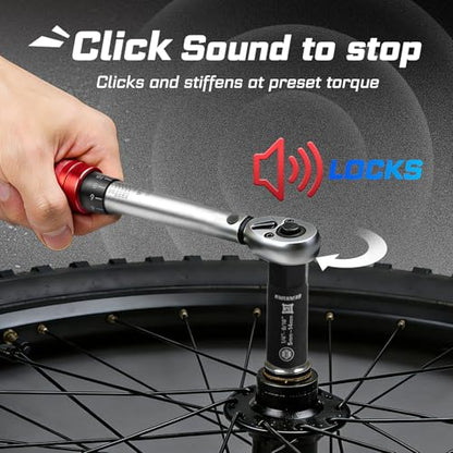 GEINXURN 1/4 In. Drive Click Torque Wrench Set, 20-240 IN.LB Dual-Direction Bike Maintenance Kit，66Pcs with Universal Socket, Screwdriver Bits for Bicycle, Car, Moto - style: GX-TW0104RS66-US