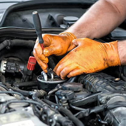 Safe Health Nitrile Industrial Disposable Gloves, Black 6 Mil, Orange 8 Mil, Diamond Textured - color: Orange 1 Case of 1000 Pcs-medium
