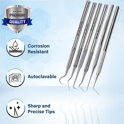 A2ZS- 6 pc Pointed Hook & Pick Set - Automotive & Electronic Repair Hand Tools, O-Ring Seal Gasket Pick Puller Remover Workshop Tools- Heavy Duty Pick Set, 5.5" Length