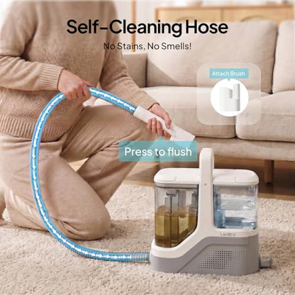Portable Carpet Cleaner Machine for Pet Stains Upholstery Car Interior, 16kPa Powerful Suction Spot Cleaner with 2.3L+1.3L Dual Tank Self-Cleaning for Couch Rug Stairs Sofa Handheld Deep Cleaner