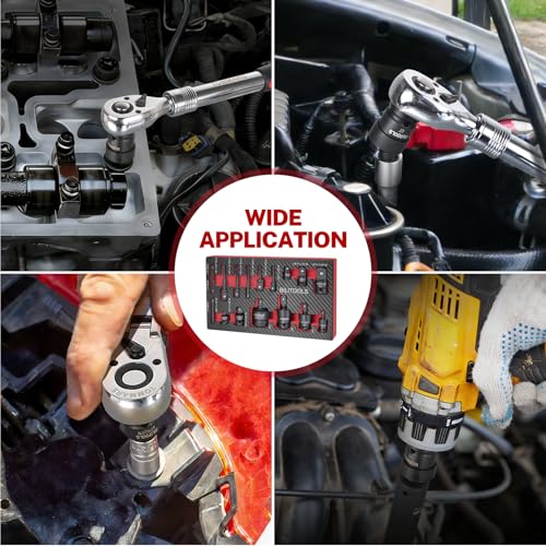 BILITOOLS 17-Piece Impact Socket Adapter Set with U-Joints & Reducers | Cr-V Adapters, Cr-Mo Joints. Black Phosphate, Corrosion Resistant. Spring Detent Lock. 1/4 3/8 1/2 inch Drive, EVA Foam Tray