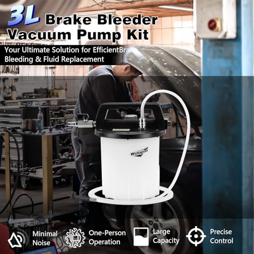 3L Vacuum Brake Bleeder Kit with 1L Refilling Bottle for Brake Fluid Bleeding – One-Person Operation, Includes 13 Adapters and Air Coupler, Brake Bleeding Tool for Various Vehicles and Motorcycles