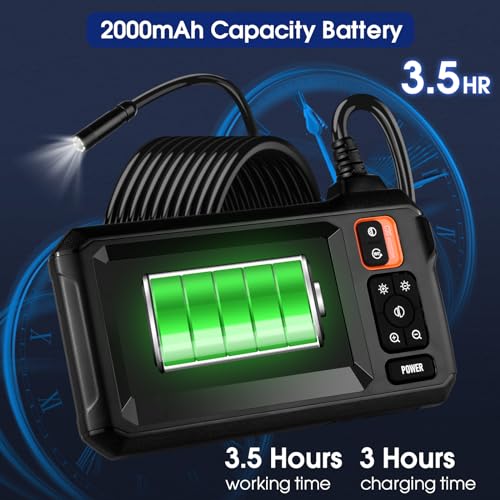 Endoscope Camera with Light, 4.3" Inspection Camera, 1920P HD Borescope Camera with 8 LED Lights, IP67 Waterproof Snake Sewer Camera, 32.8FT Semi-Rigid Cord Drain Pipe Camera Cool Gadgets Tool - size: 32.8FT, style: Single Lens