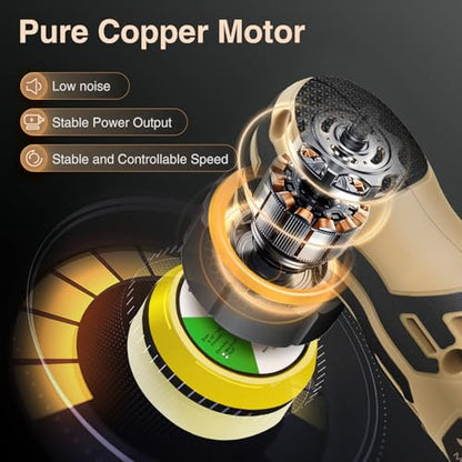 Cordless Mini Polisher,1/1.5/2Inch,DA&RO with 11 Variable Speed 2500-6000 RPM,2.3Ah Rechargeable Battery,Car Detailing Micro Polisher - style: 1*Battery Kit