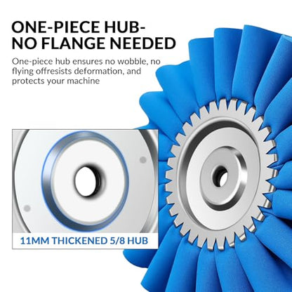 10" S-Shape Airway Buffing Wheel with 5/8" Arbor Flange-Free Hub，Blue Buffing Wheels for Angle Grinder, Heavy Cutting Metal Polishing Wheels for Aluminum Wheel Stainless Steel Surface Prep - color: Course Polishing