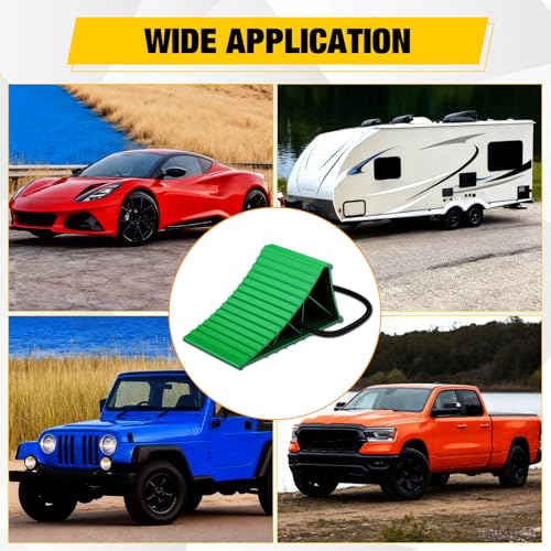 Nilight Wheel Chocks, Heavy Duty Wheel Stopper for Car, Truck, RV, Trailer, Caravan, Motorcycle, 8.7" x 4.8" x 4.2", 2-Pack(Green) - color: Green