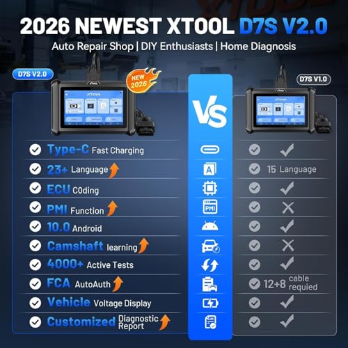 XTOOL D7S Bidirectional Scan Tool with ECU Coding, 4000+ Active Tests, OE All System Diagnostics, CAN FD/DoIP/FCA, 39+ Resets, Crankshaft Relearn, Professional OBD2 Scanner for Advanced Diagnostics