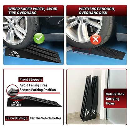 ROBLOCK Heavy Duty Car Ramps for Oil Changes and Jack Support, Portable Low Profile Car Ramps for High Lift, Vehicle Ramps for Garage, 31.5''x8.1''x4.9'', G.V.W 10000 LBS, 2 Packs