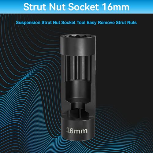 Suspension Strut Socket Tool,Strut Nut Socket 16mm 18mm 19mm 21mm 22mm 24mm with 12 Point 1/2" Drive, Suspension Strut Nut Socket Tool Easy Remove Strut Nuts,12Pt Vm Number 3353 Accessory (16MM) - color: 16mm