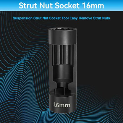 Suspension Strut Socket Tool,Strut Nut Socket 16mm 18mm 19mm 21mm 22mm 24mm with 12 Point 1/2" Drive, Suspension Strut Nut Socket Tool Easy Remove Strut Nuts,12Pt Vm Number 3353 Accessory (16MM) - color: 16mm