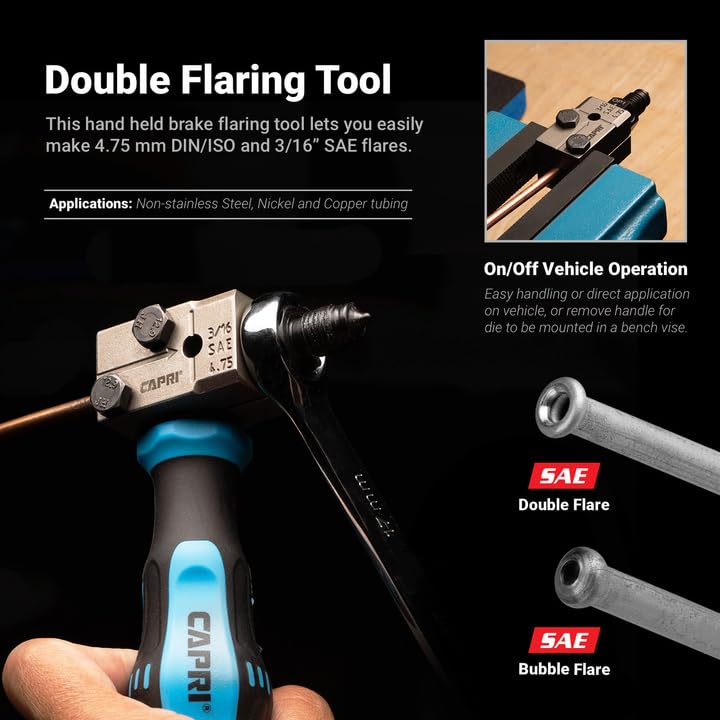 Capri Tools 3/16 in. Double Flaring Tool Kit for Brake Lines 3/16" SAE (4.75 mm) with Wrenches, Tube Cutter, and Tube Bender