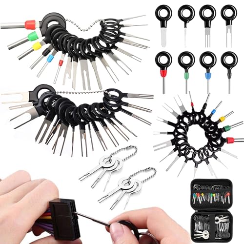 Vignee 60pcs Terminal Removal Tool kit,Pins Terminals Puller Repair Tools for Car Pin Extractor Electrical Wiring Crimp Connectors,Key Extractor Depinning Tool Set - color: 60Pcs