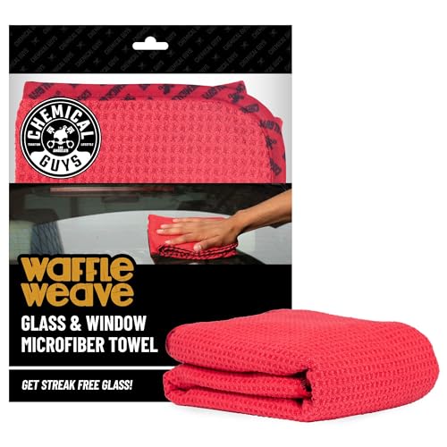 Chemical Guys, Waffle Weave Glass & Window Microfiber Towel, Red, 24 x 16 | Waffle-weave towel wipes glass, mirrors and windows streak-free, scratch-safe for cars, home and mirrors - color: Red, size: 24"x 16"