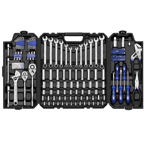 Prostormer 240-Piece Mechanics Tool Set, Socket and Wrench Kit | SAE and Metric Sizes, 3/8 & 1/2-Inch Drive Ratchet, General for Automotive Car and Home Repair