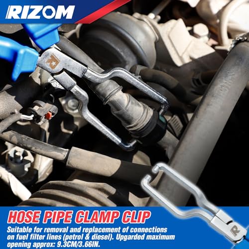 Rizom 6-Piece Fuel Line Pliers Set, Hose Clamp Pliers, Hose Removal Pliers, 30 Degree Disconnect Tool, 9 Inch Fuel Filter Caliper Set for Auto Maintenance